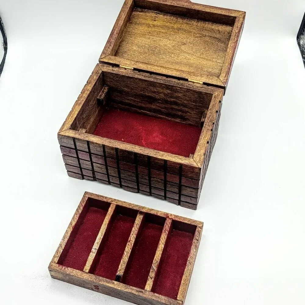 George W. Osborne Handmade Wood Hearts Hinged Box